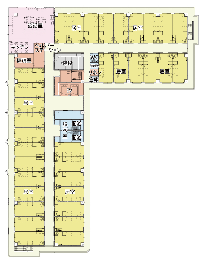 宝塚市の介護付き有料老人ホーム　エクセレント花屋敷ガーデンヒルズ　2F～4F平面図