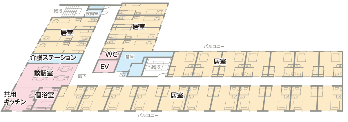 基準階（2階・3階）フロアマップ