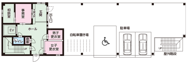 大阪市旭区のグループホーム エクセレント城北公園前の1F平面図